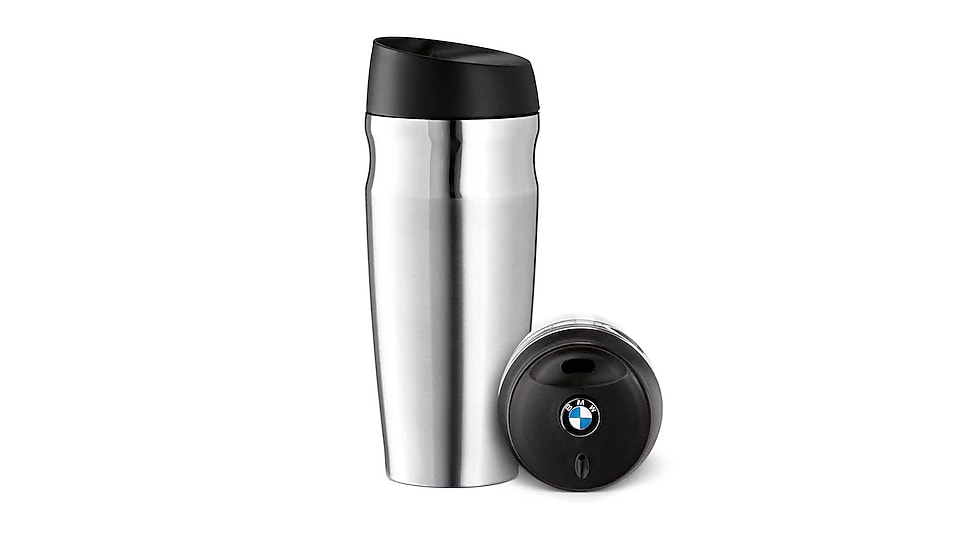 Obrázek stříbrného termohrnku BMW